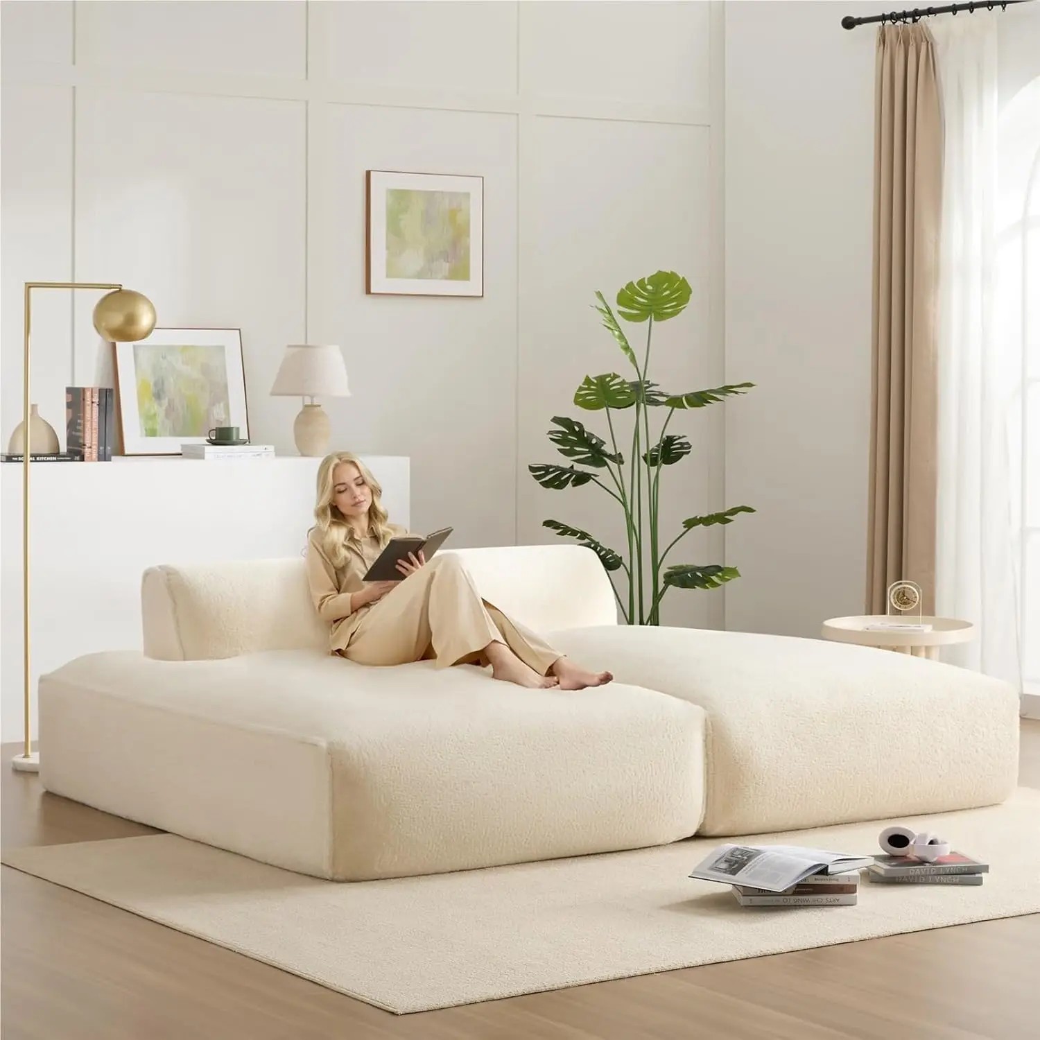 

90" Oversized Modular Sectional Sofa for Living Room Bedroom Spacious Foam-Filled Sofa Bed,Elderly-Friendly Design,2 PC, Custom