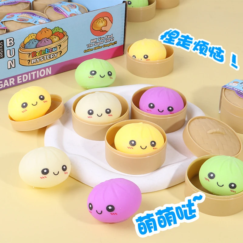 Funny Rainbow Bun Squeeze Toy Slow Rebound Decompression Fidget Toy for Anxiety Relief