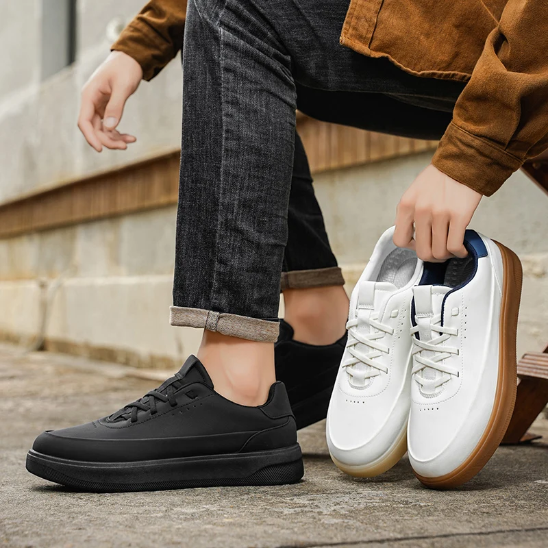 

All-season Casual Sneakers Solid Color Flat Top Round Toe Low-top Lace-up Simple Design New High-quality Fashionable Board Shoe