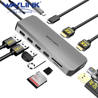WAVLINK USB C Hub Triple Monitor 12-in-1 Laptop Docking Station Multiport Adapter with Dual 4K RJ45 for MacBook/Dell/HP/Lenovo