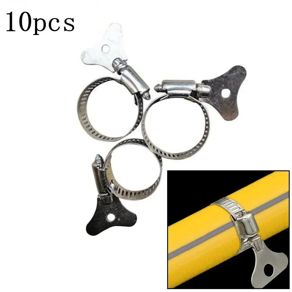 Indoors&Outdoors Hose Clip Hose Clamp 10 Pieces 10PCS Fitings Replacement Silver Stainless Steel Worm Drive Brand New