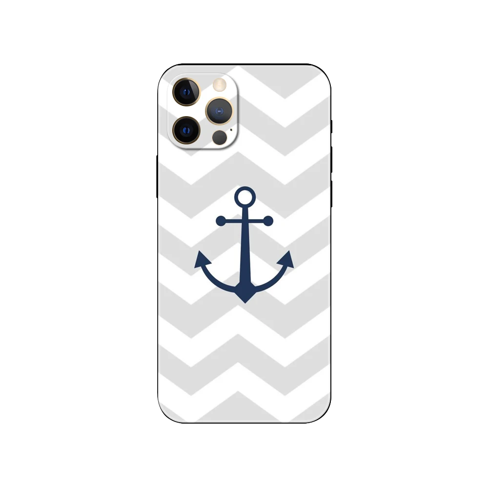 Stripes Anchor Boat Ship Wheel ，phone case for iphone，14 se 6 6s 7 8 plus x 10 XR XS 11 12 13 mini pro MAX black tpu back cover