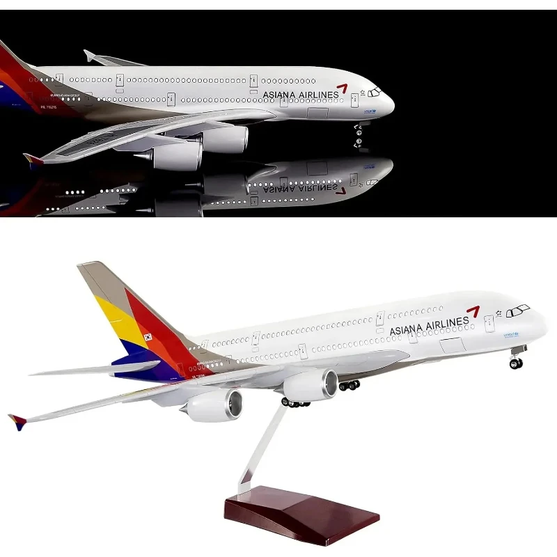 

New 45.5cm 1/160 Scale Airplane Model A380 Asian Korean Airline Aircraft with Light wheels Die-Cast Resin Model Collection