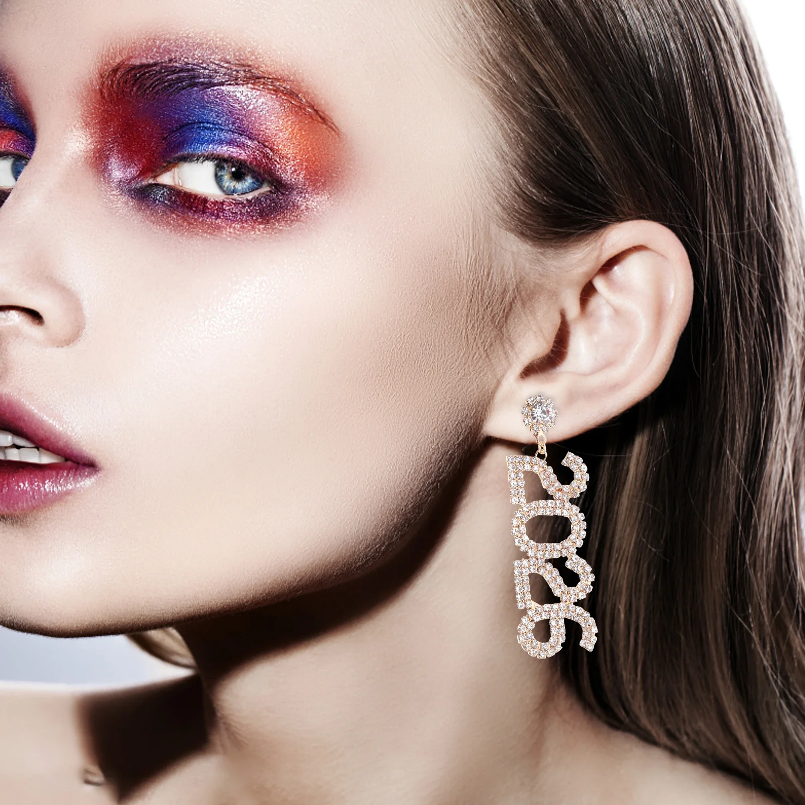 سباركلي حجر الراين 2026 عدد أقراط طويلة استرخى إسقاط أقراط السنة الجديدة حفلة عطلة مجوهرات بيان الملحقات #5