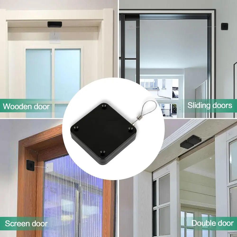 Automatic Door Closer Punch-Free Soft Close Door Closers For Sliding Door Glass Door 500g Tension Closing Device Door Hardware