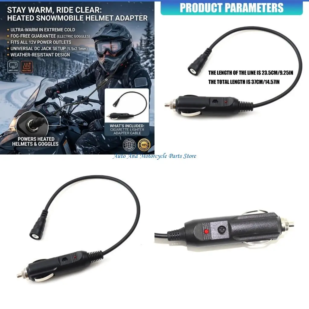 

P9FD Heated Helmet Power Cable For Snowmobile With LED And Connector Ensures Warmth In Extreme Cold Weather