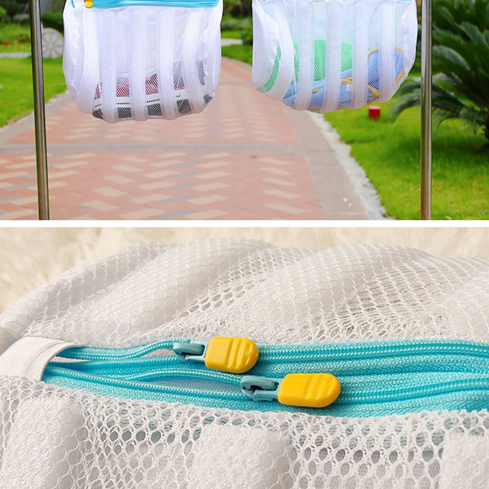 

Premium Polyester Shoes Wash Bag Sneaker Laundry Bag For Washing Machine Travel Storage Organizer White