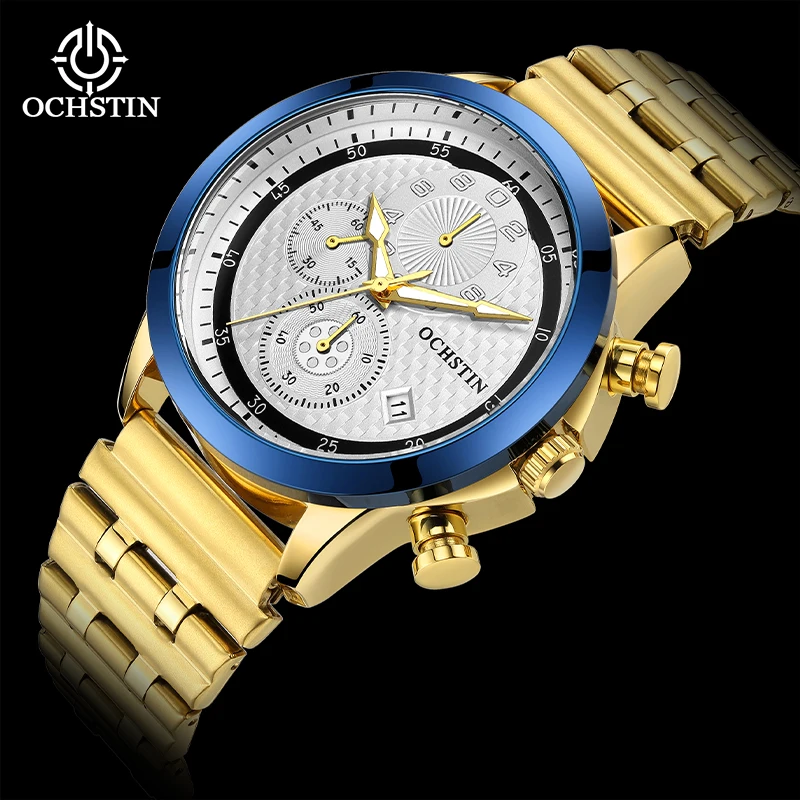 

OCHSTIN Высококачественные мужские наручные часы из нержавеющей стали с многофункциональным кварцевым механизмом, светящимися стрелками, классические деловые часы
