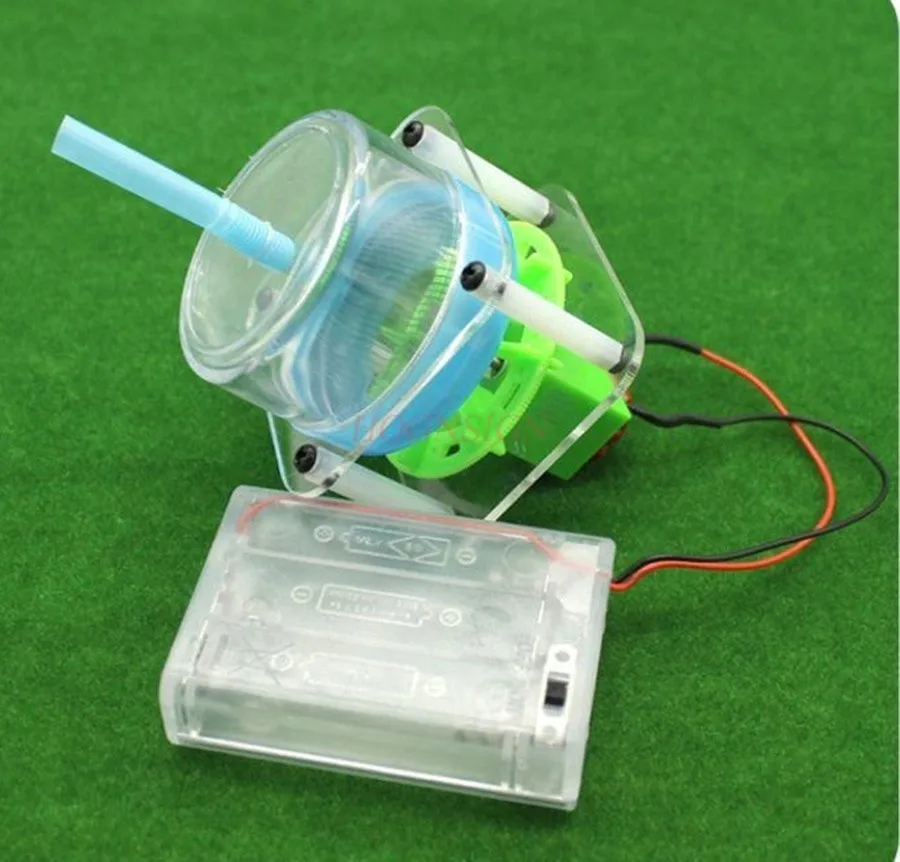 1set DIY Transparent Vacuum Cleaner Experimental Kit Assembly Model Toy Fine Mouth Straw Blade Dust Removal Model