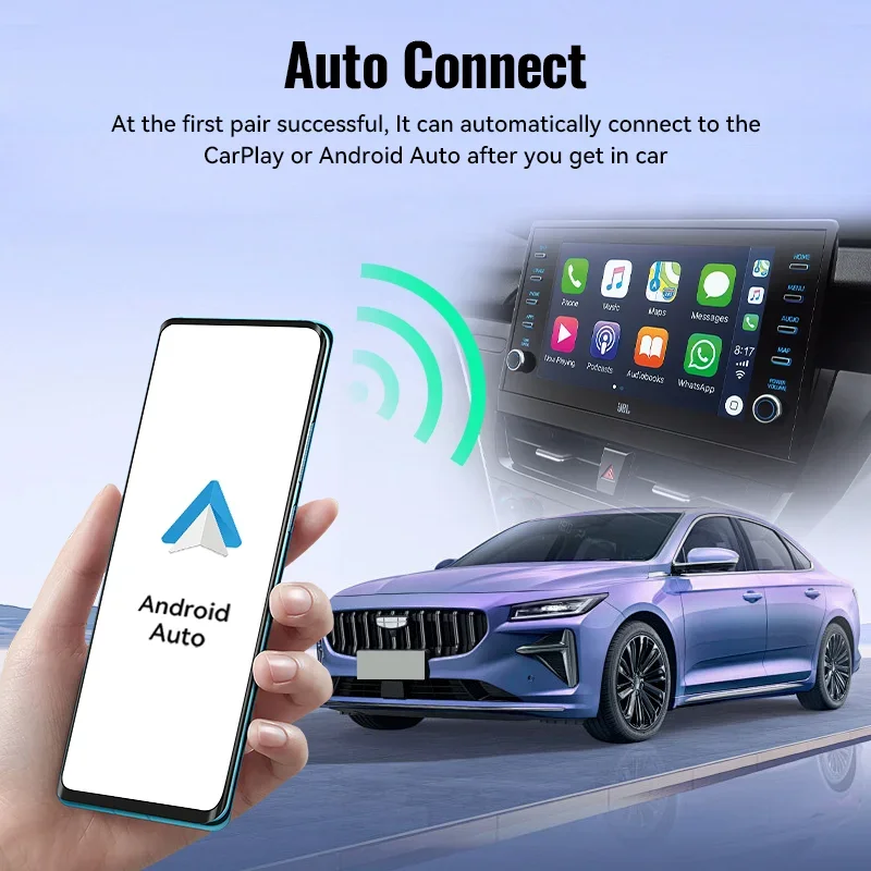 Acodo Wireless Android Auto Carplay Adapter 2 In 1 AI Box Car Wired To Wireless USB Dongle per Kia Hyundai Toyota Honda