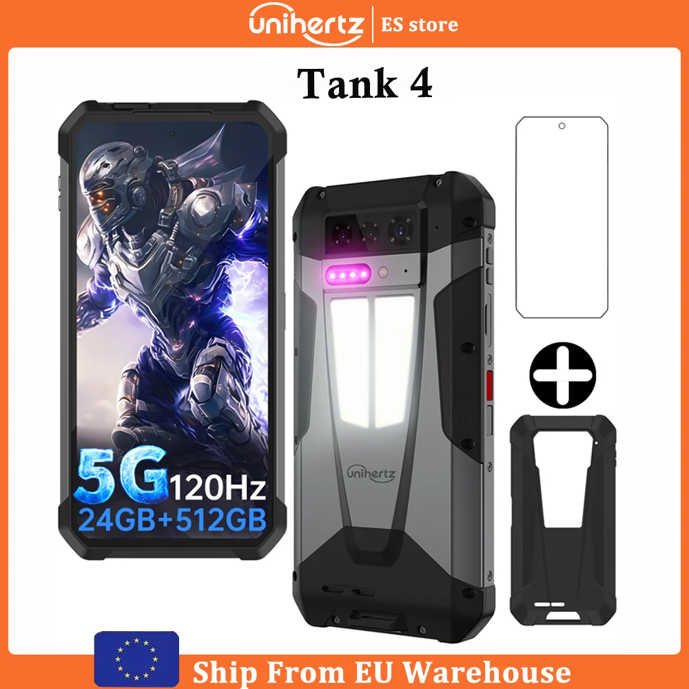 Unihertz 8849 Tank 4 5G Smartphone 720P projecteur 100 Lumen 120Hz AMOLED 512G 11600mAh dimension 7300 Android14 téléphone robuste
