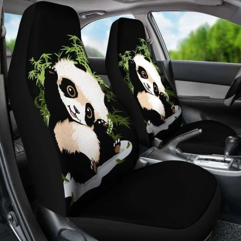 

Panda car seat cover packaging suitable for most auto parts 2pcs custom picture printing universal front seat cover