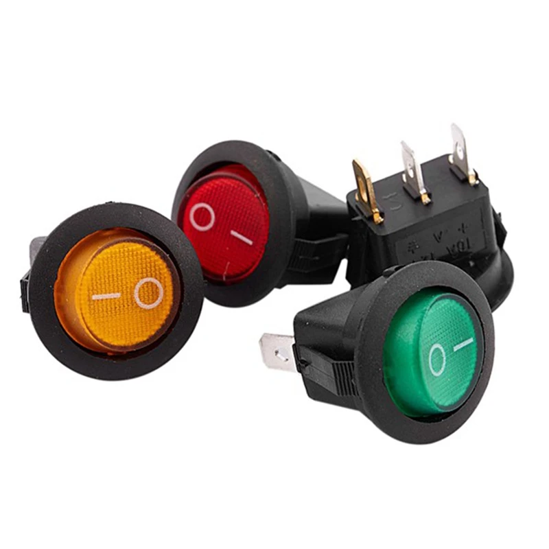 20 PCS Four Colors 12V 3Pins LED Rocker Toggle SPST Switch Dot Light Car Auto Round ON/OFF