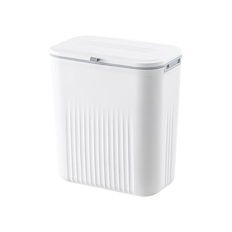 

Wall-mounted kitchen trash can with lid toilet, bathroom living room paper basket, cabinet food waste hanging storage bucket