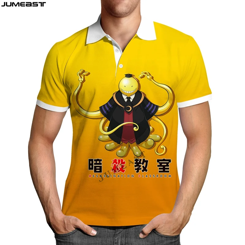 Jumeast Y2k Men Women 3D Printed Sweatshirt Cartoon Anime Assassination Classroom Polo T Shirt Hip Sport Pullover Tops Tees