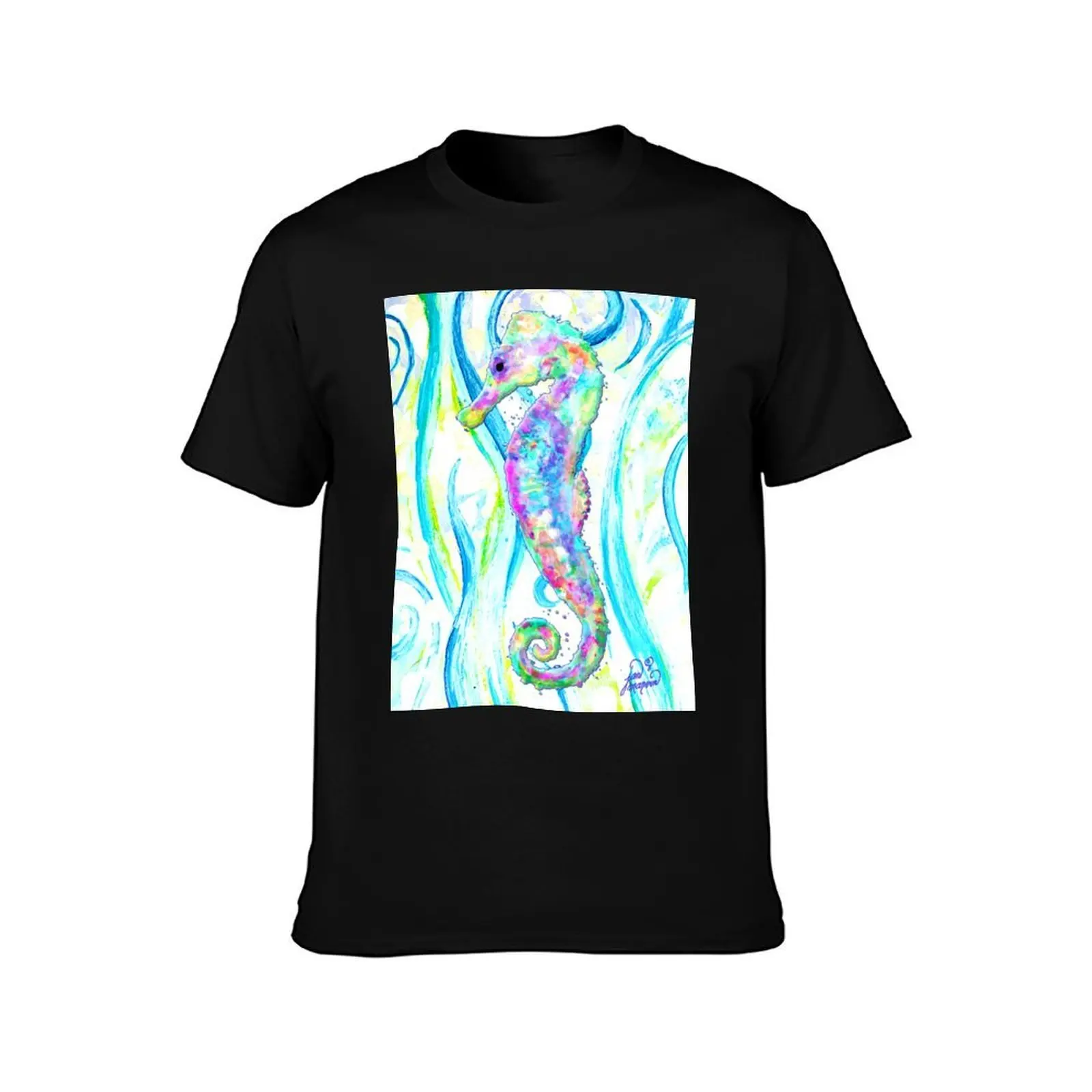 Seahorse Swimming in the Ocean T-Shirt Worker Basic Short Sleeve Tee