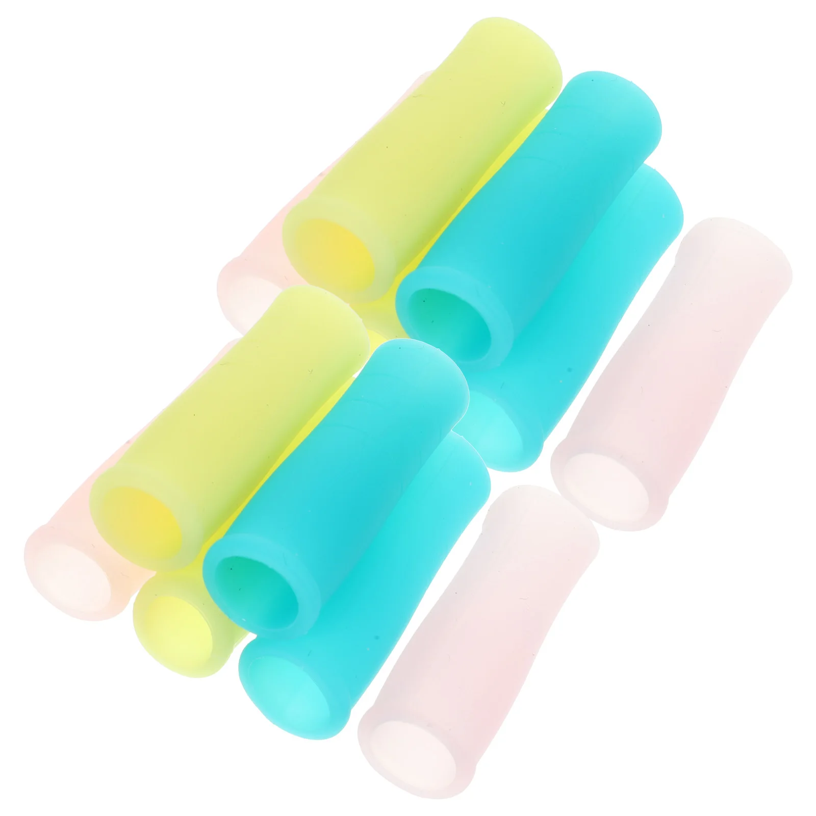 

12 Pcs Short Thread Cuticle Scissor Handle Cover Tweezers Silicone Sleeve Green Yellow Pink Manicure Tool Protector Non Slip