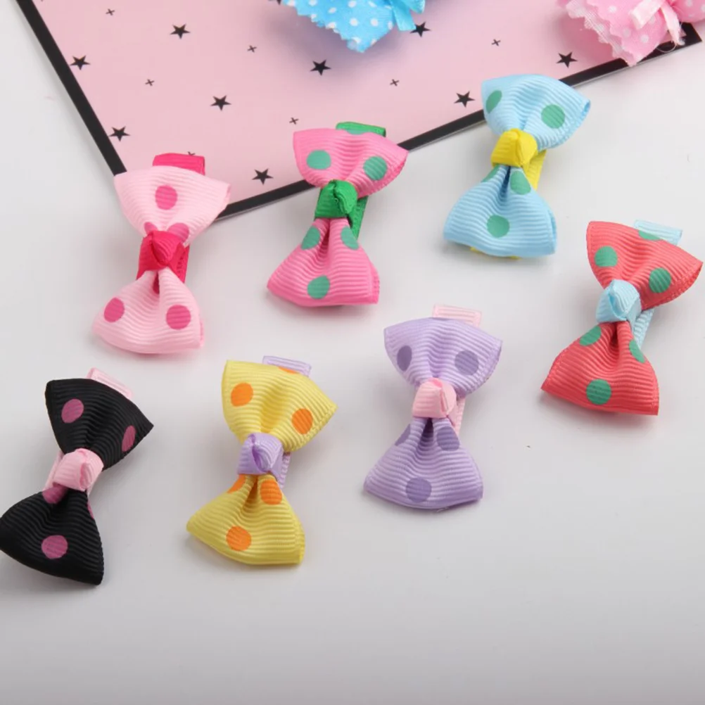 20 Pcs Hair Clip Girls Bows Colorful Hairpin Lovely Clips Dots 's