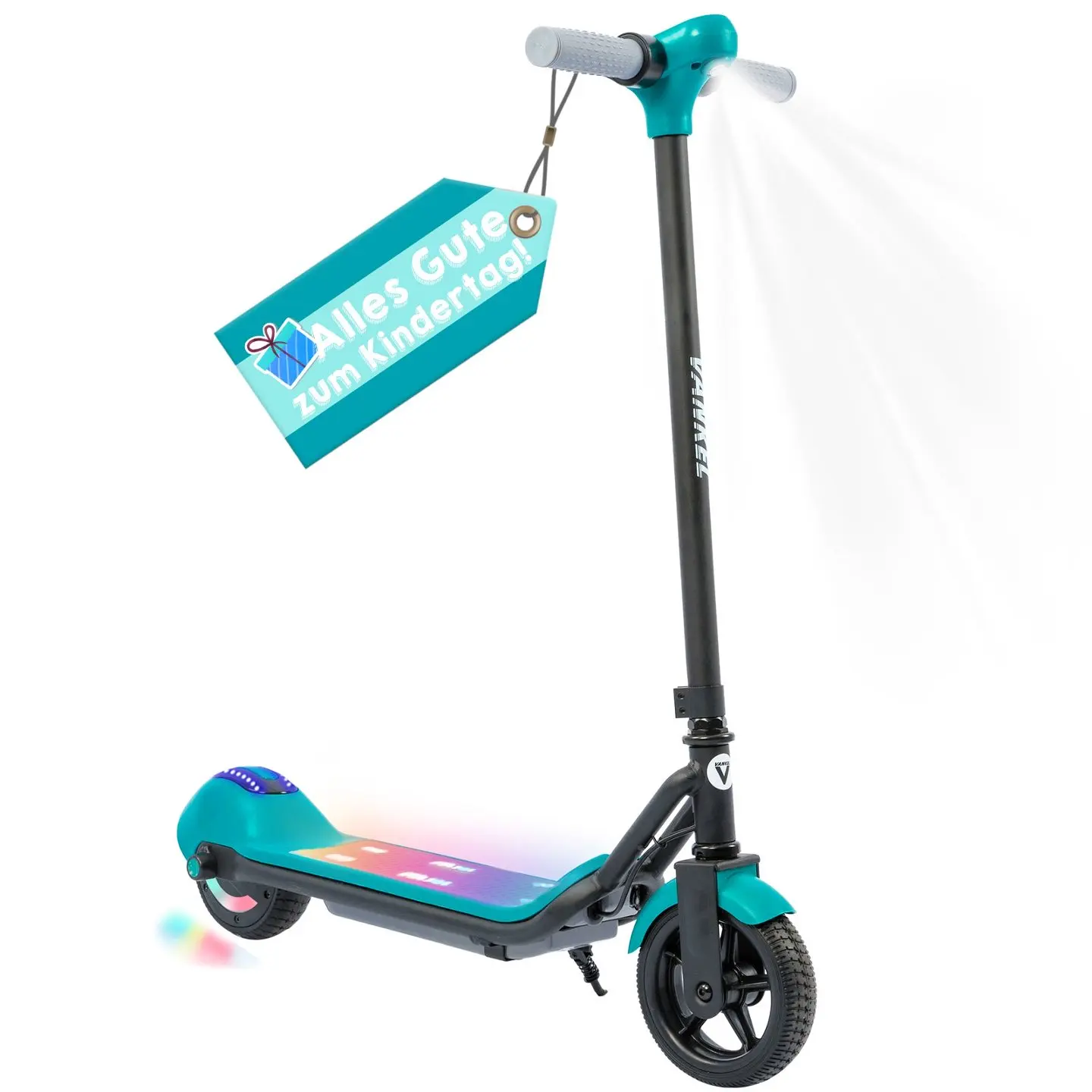 Sinaopus 110W Kinder-Elektroroller 6,5 Zoll, faltbarer Roller mit Bluetooth-Musik, LED-Lichtern, 14 km/h Fahrgeschwindigkeit, E-Scooter, sichere und unterhaltsame Fahrt für Kinder