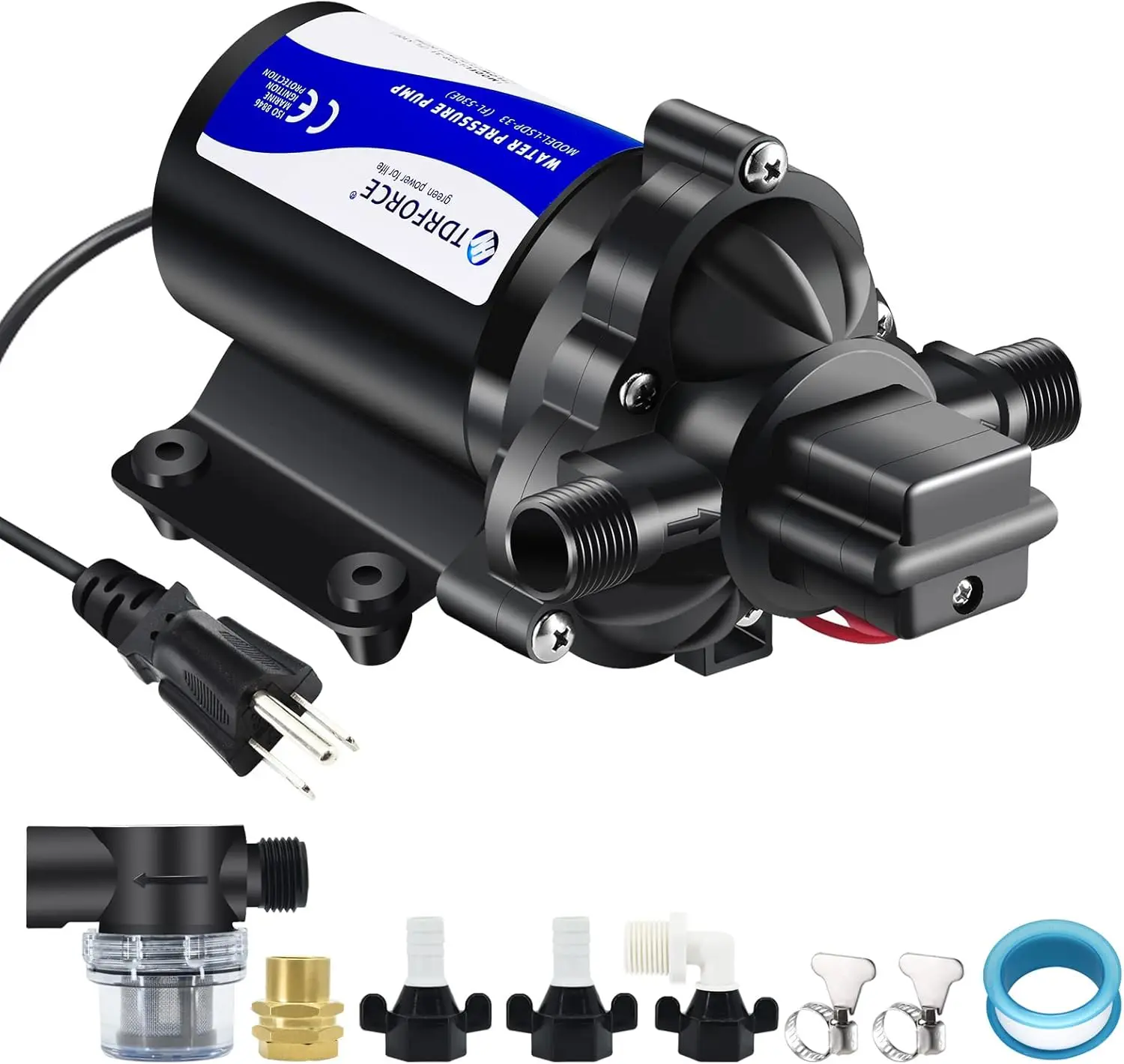 

110V Fresh Water Circulating Pump 4GPM Pressure Booster Pump 45 PSI Self Priming Diaphragm Pump for Garden Hose