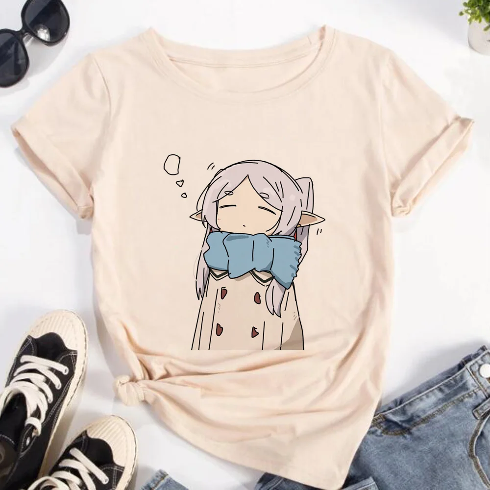 Camiseta de Frieren para mujer, ropa de calle de anime, camisetas divertidas para niña, ropa de diseñador y2k