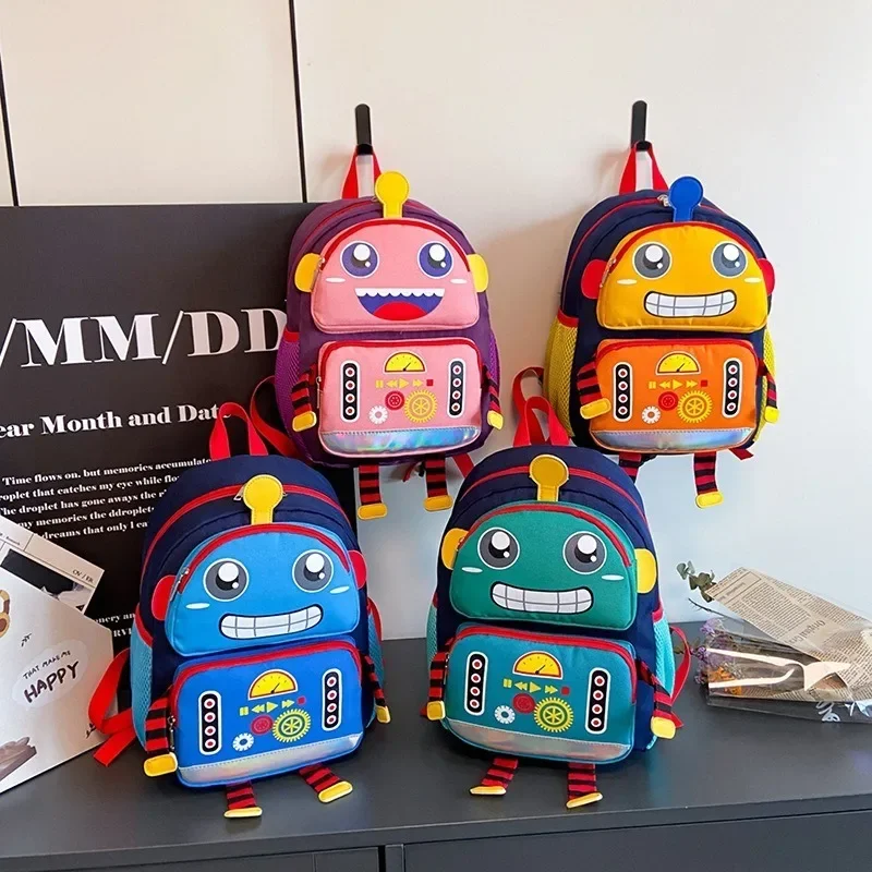 Cartoon Children Cool Boy Backpack Korean Kindergarten Bag Robot Girl Trend Large Capacity Backpack Leisure College School Bag