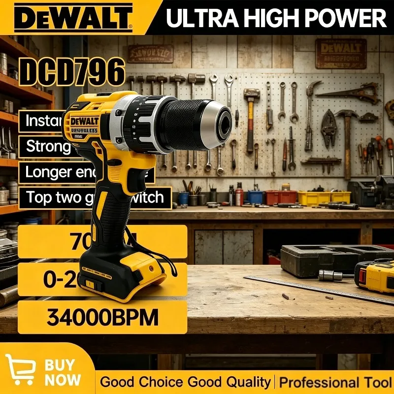 

Dewalt DCD796 Rechargeable Portable 20V Battery Cordless Brushless Power Tools, Impact Drill Brushless Drive Compact Drill