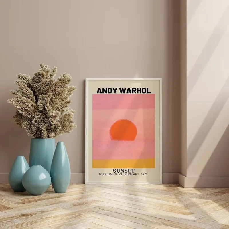 Andy Warhol Pop Art Museum Exhibition Poster Prints Sunset Canvas Painting Wall Art Picture for Living Room Home Decor