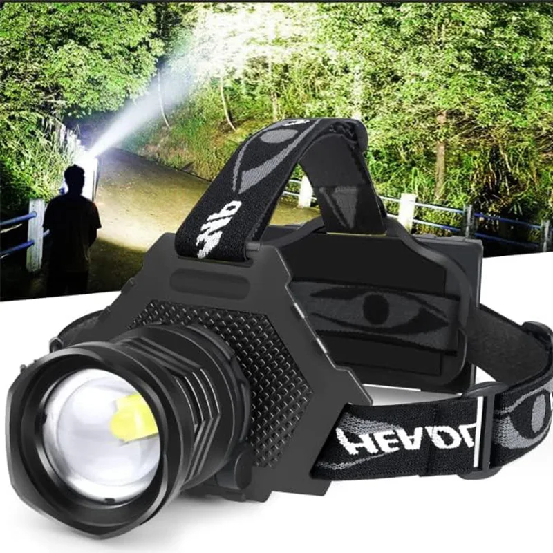 Multi-Function Zoom Camping Fishing Waterproof Lithium Ion Rechargeable Aluminum Alloy LED Headlamp