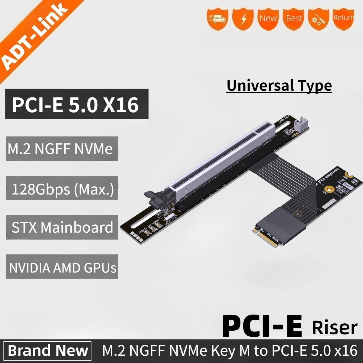 

Universal M.2 NGFF NVMe Key M to PCI-E 5.0 x16 Graphics Card Extension Cable M.2 Turn 90 Angled 16x M.2 Riser Card Adapter Video
