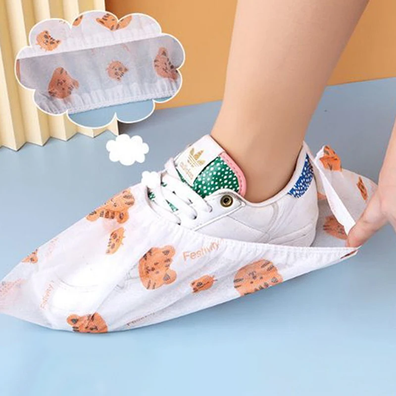 Disposable Shoe Covers Breathable Thickened Non-slip Household Shoe Accessories Shoe Cover Printed Cartoon Dustproof Foot Cover