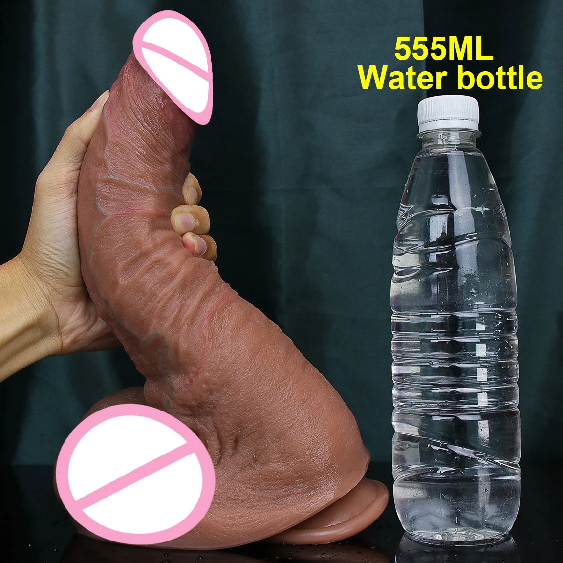 Realistic Vein Soft Huge Dildo Double Layer Silicone Penis Masturbators Double Cock Women Anal Sex Toy Powerful Suction Cup Dick