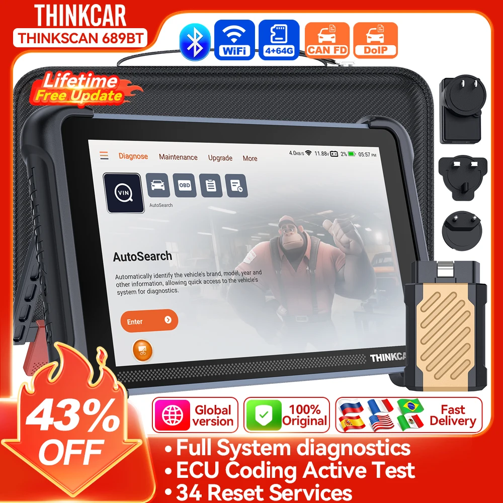 Thinkcar-車の診断ツール,34リセット,完全なシステムスキャナー,ECUコーディング,双方向制御スキャン,Canfd,doip,689bt