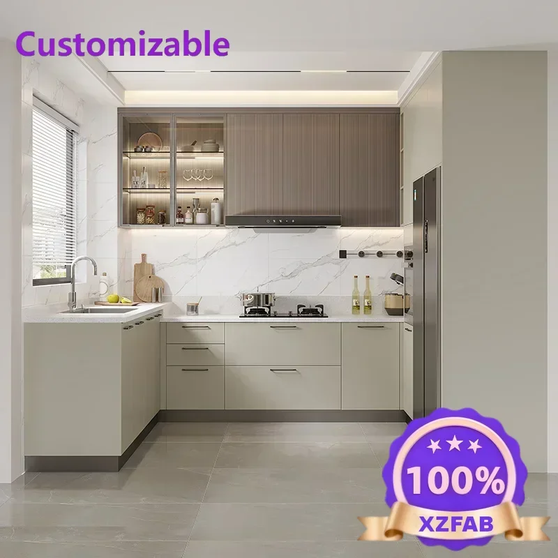 Factory Direct 2026 Cabinet custom kitchen integrated storage cabinet modern u-shaped stove cabinet integrated Hot sales
