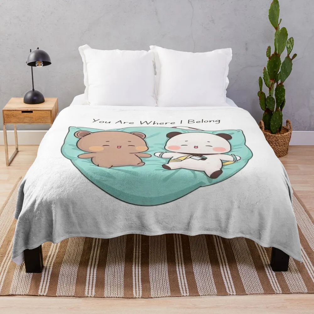 

You Are Where I Belong Bubu Dudu Panda And Brownie Bear Couple 2024 Throw Blanket Luxury St Luxury Brand Bed linens Blankets