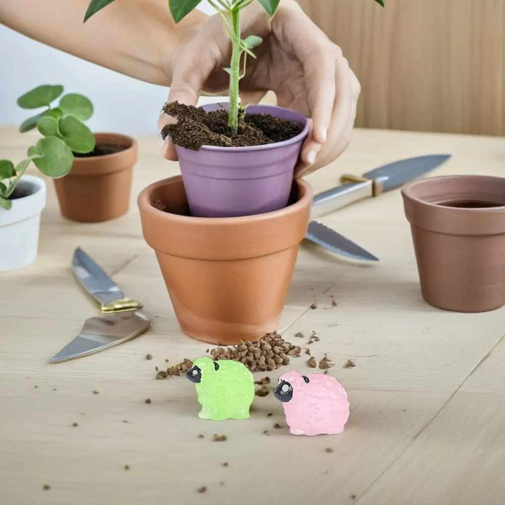 

14Pcs Glow in Dark Resin Mini Sheep for Fairy Garden Micro Landscape Succulent Pot Decoration DIY Terrarium Craft