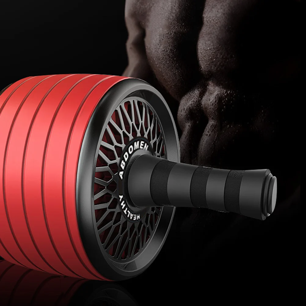 عجلة اللياقة البدنية الهادئة للبطن باللون الأحمر خفيفة الوزن ومضادة للانزلاق، أسطوانة اللياقة البدنية للرجال والنساء، معدات فقدان الوزن #6