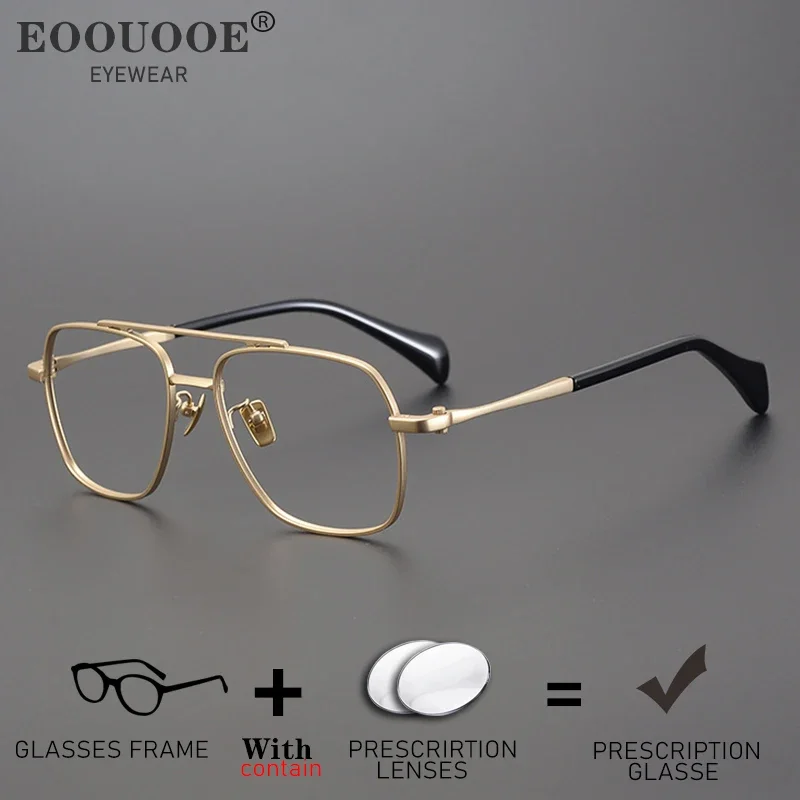 56mm Oversized Pilot Design Glasses Retro Optics Pure Titanium Prescription Recipe Lenses Progressive Correct Myopia Sun Glasses