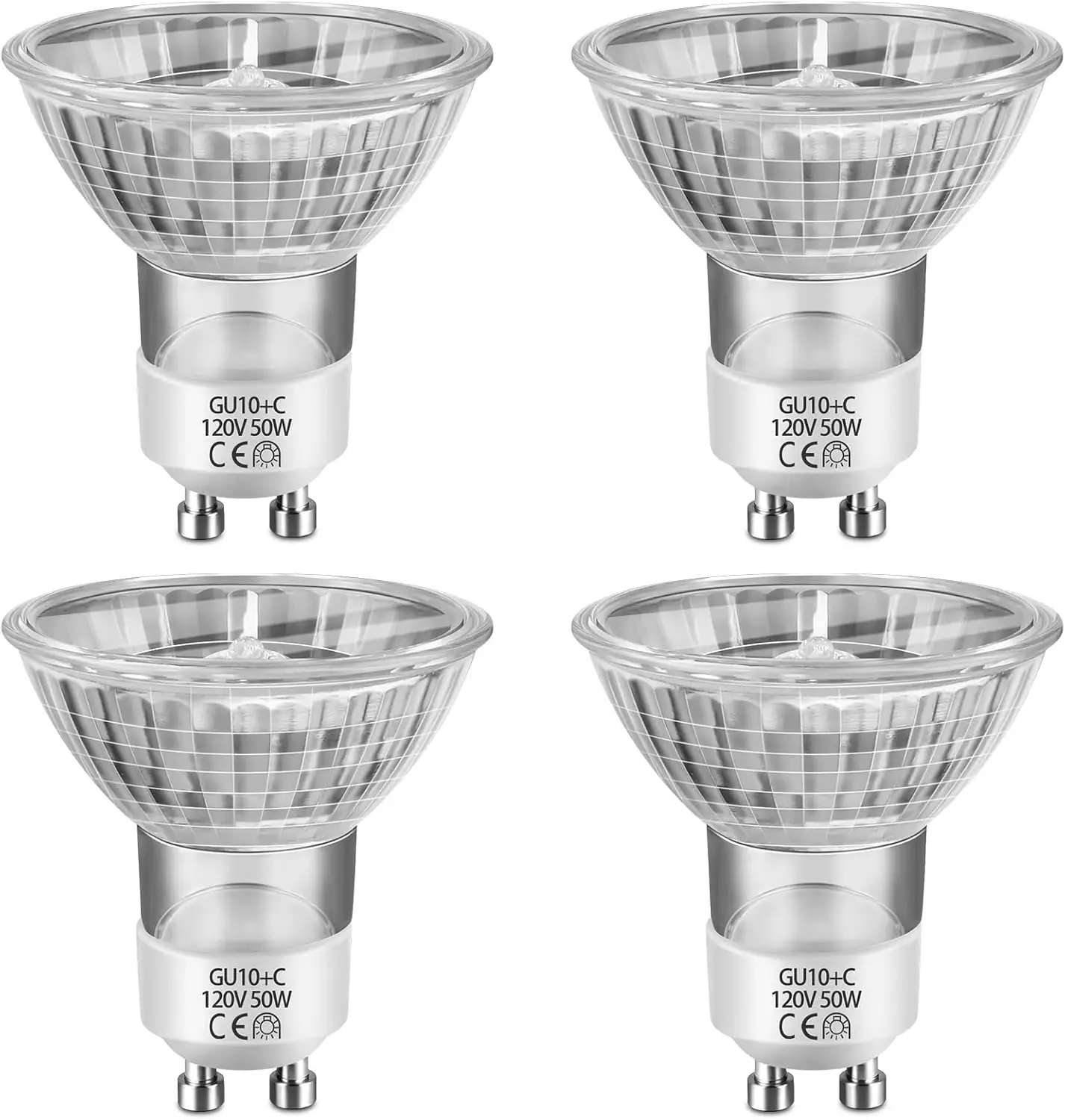 GU10 50W Halogen Bulb 120V Dimmable Warm White 2800K for Candle Warmer, Wax Melter, Range Hood, Pack of 4