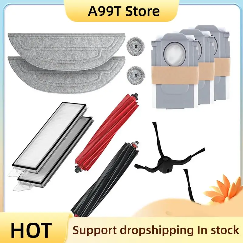 

A99T для Roborock S8 Maxv Ultra Сменные аксессуары — моющийся фильтр, основная/боковая щетка, мешок для пыли для швабры, робот-пылесос Par