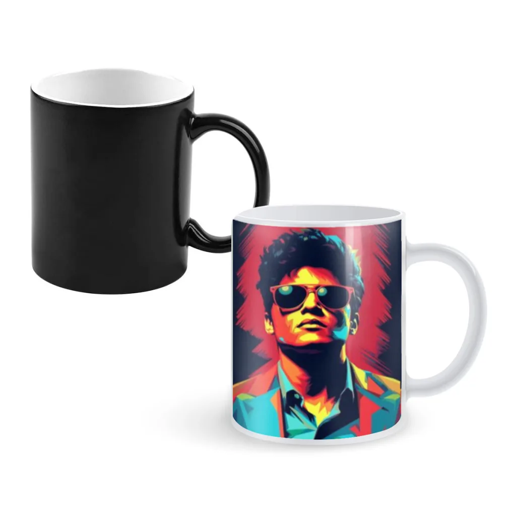 Singer B-Bruno Mars Anime Creativity Change Color Chang mug Ceramic mug Hot Coffee Cup Breakfast Cup mug Friend Gift