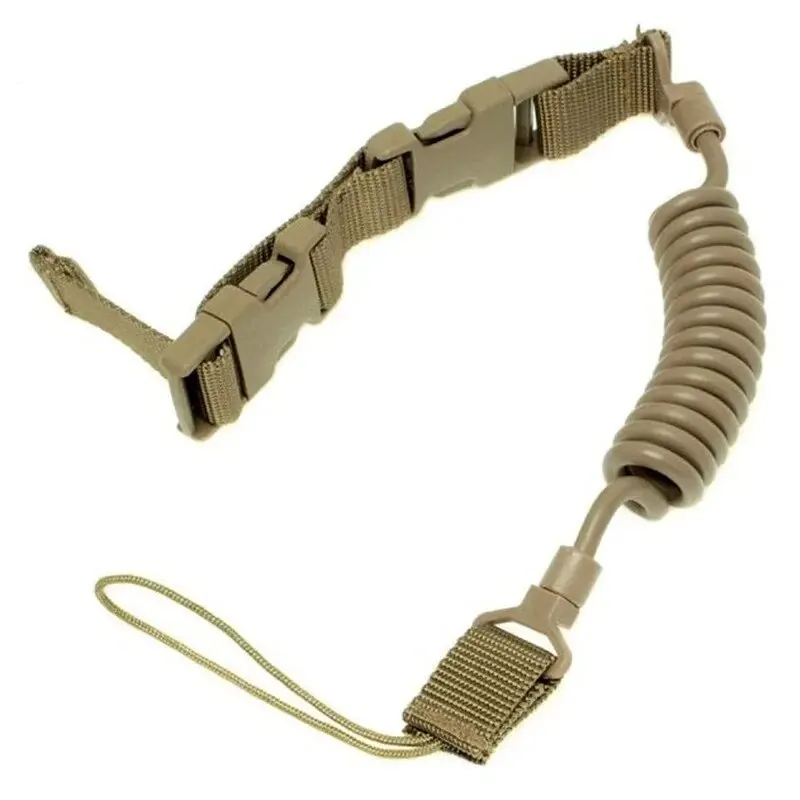 Tactical Anti-lost Elastic Lanyard Rope Spring Safety Strap Rope For Key Ring Chain Flashlight Hunting Accessories