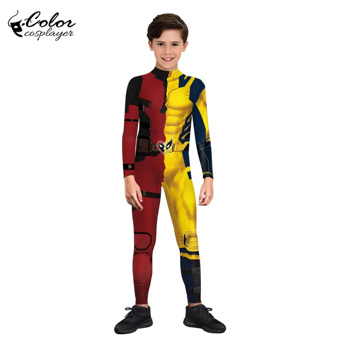 Color Cosplayer Movie Hero Kids Wolverine Costume Deadpool Boy Girl Cosplay Bodysuit Carnival Halloween School Party Outfit