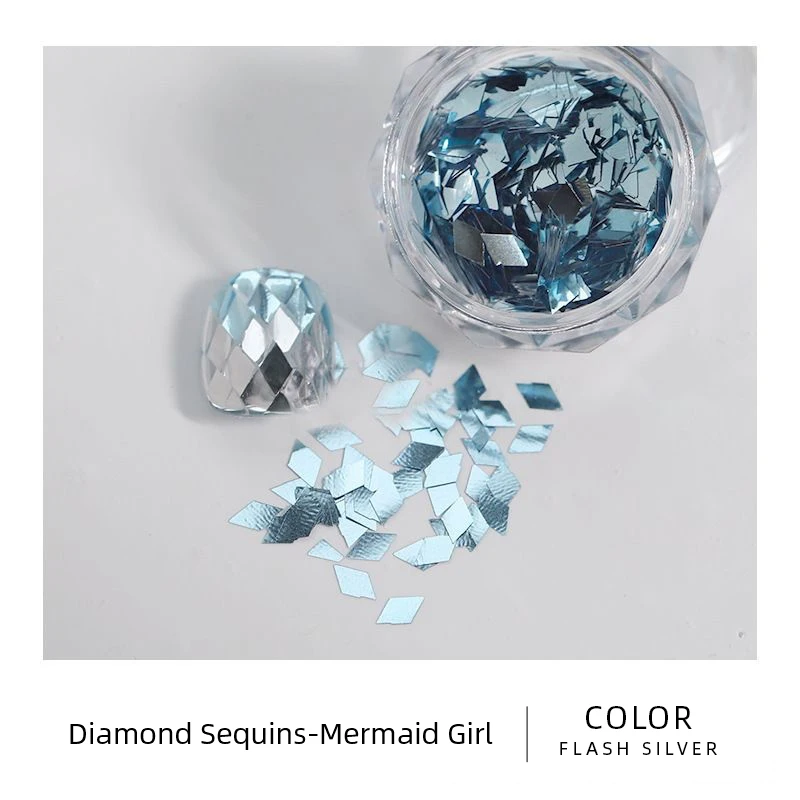 1 caixa de glitter para unhas, strass de cristal falso, azul, prata, plano, brilhante, faça você mesmo, design de arte de unha, acessórios de decoração de manicure