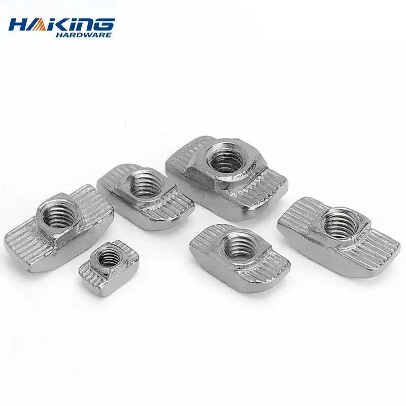 10-100PCS T-너트 해머 헤드 T 너트 M3 M4 M5 M6 M8 커넥터 20/30/40/45 시리즈 알루미늄 프로파일 액세서리 용 니켈 도금