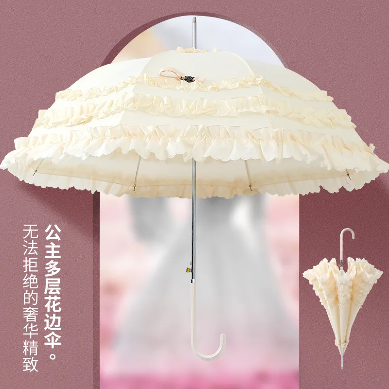 Embroidery sunscreen French lace princess style wedding dress sunshade with umbrella