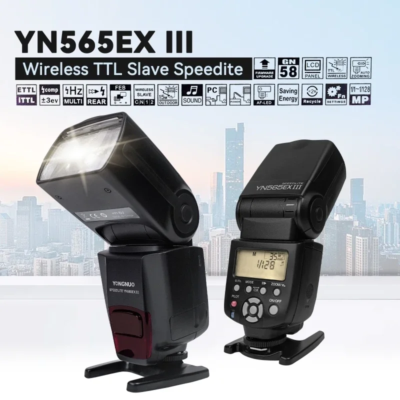 YONGNUO YN565EX III C/N Flash Speedlite Hot Shoe Flash TTL Slave Flashlight Compatible for Canon/Nikon DSLR Camera