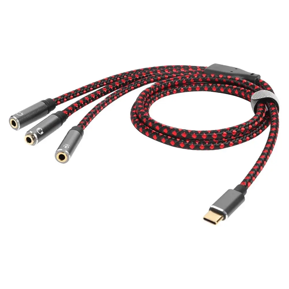 Type-C Audio Cable USB C Male To 3.5mm Jack Aux Headphone Adapter Earphone Microphone Splitter Braid Cord for PC Mobile Phone