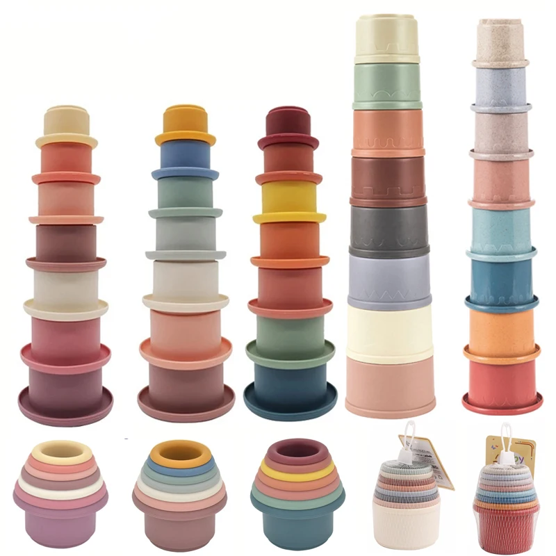 Siliconen Bouwsteen Baby Baby Stacking Cup Toys Early Educational Baby Bath Toys Stack Tower Gift 0 12 Months Boy Montessori Toy