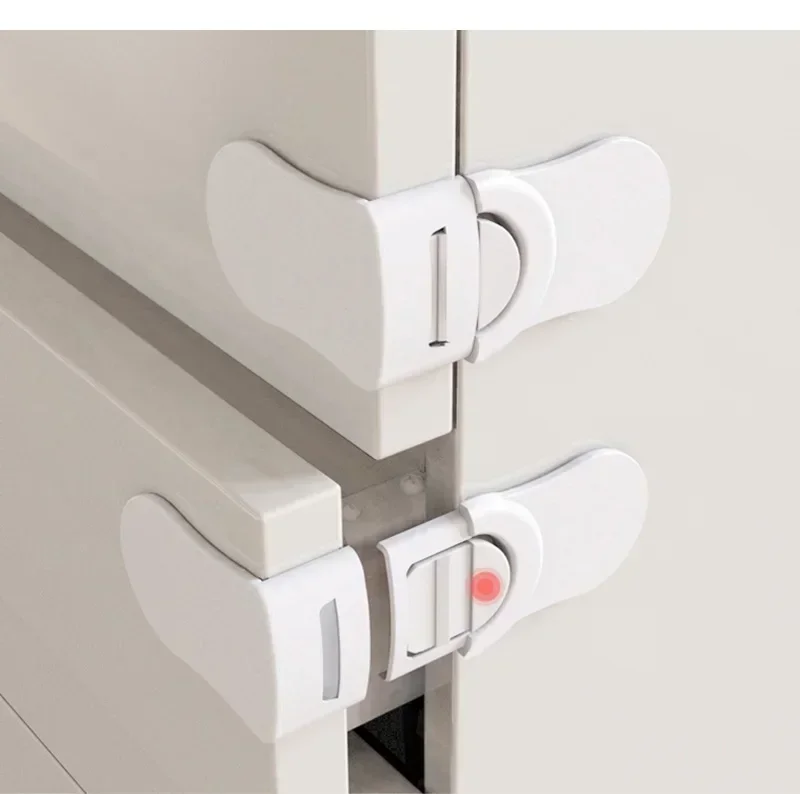 Baby Safety Lock Drawer Anti-Pinching Hand Cabinet Drawer Locks Plastic White Safety Buckle for Children Security Protection view 5